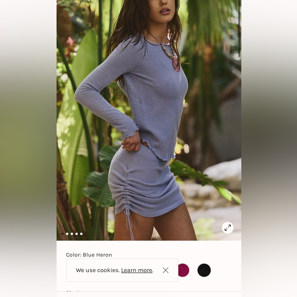 Free people Cabo sweater skirt co-ord in blue heron